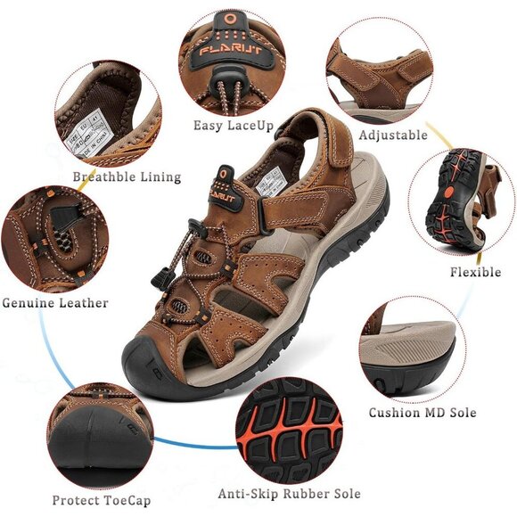 〽️Men\'s Hiking Sandals Brown Athletic Walking Casual Outdoor Sports Shoes main image 3